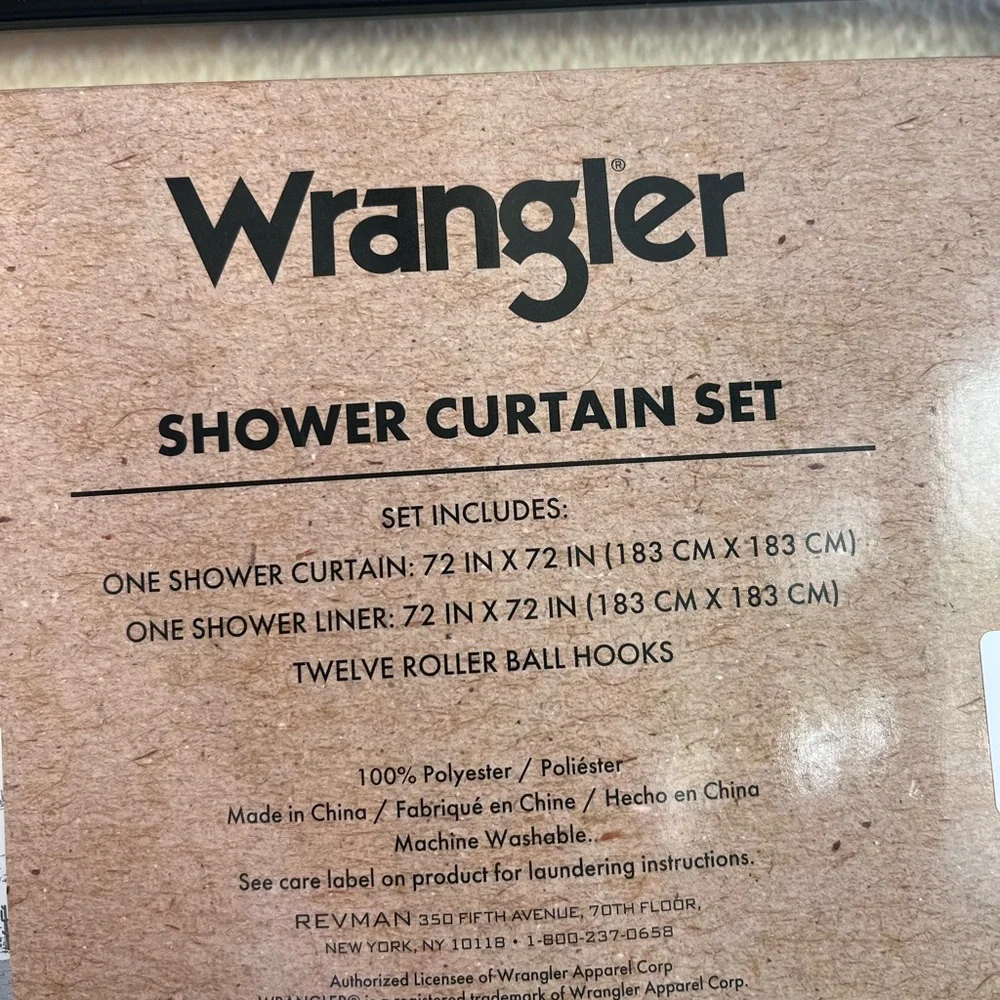 Wrangler White and Olive Green Shower Curtain Set Horse Cowboy Horseshoe Cactus